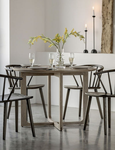 Albie Minimalist Round Dining Table - Smoked