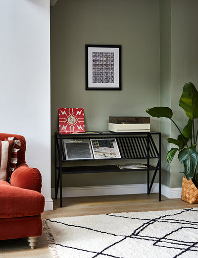 Black Glass Top Console Table