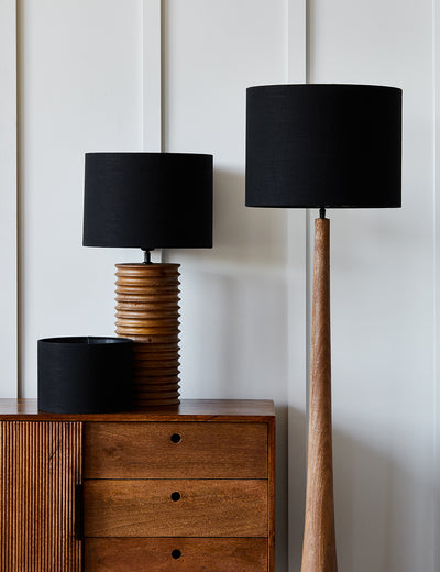 Black Linen-Mix Lamp Shade - Three Sizes Available