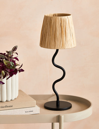 Black & Raffia Wiggle Lamp