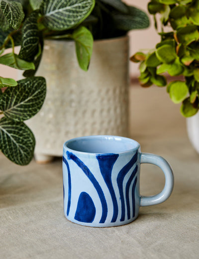 Blue Retro Swirls Mug