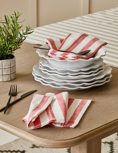 Coral Vintage Striped Napkins - Pack of 4