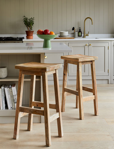 Curved Mango Wood Bar Stool