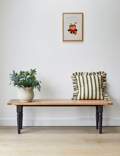 Deep Navy Luxury Oak Dining Table Bench 