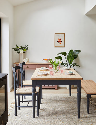 Deep Navy Oak Extendable Dining Table