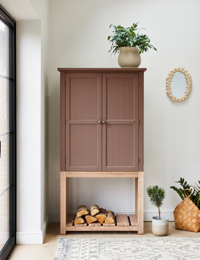 Dusky Pink Wooden Kitchen Pantry Cabinet