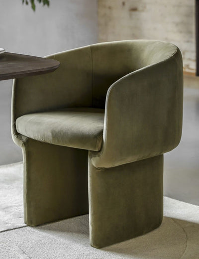 Emily Curved Upholstered Dining Chair - Moss Green