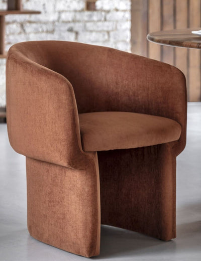 Emily Curved Upholstered Dining Chair - Rust