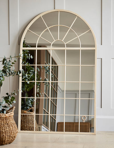 Hemsworth Large White Arch Paned Mirror
