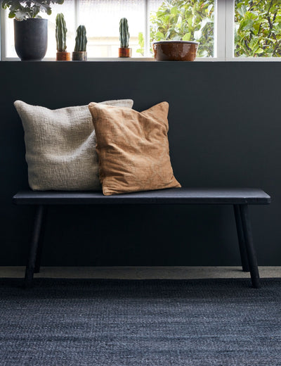 Large Black Wooden Hallway Bench