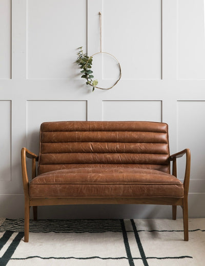 Mid-Century Leather Two Seater