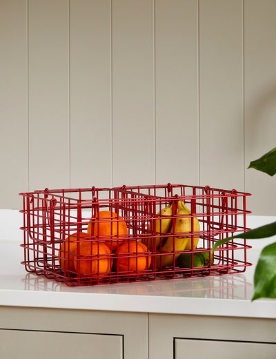 Mustard Made Set of Three Wire Baskets - Poppy Red