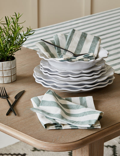 Sage Green Vintage Striped Napkins - Pack of 4