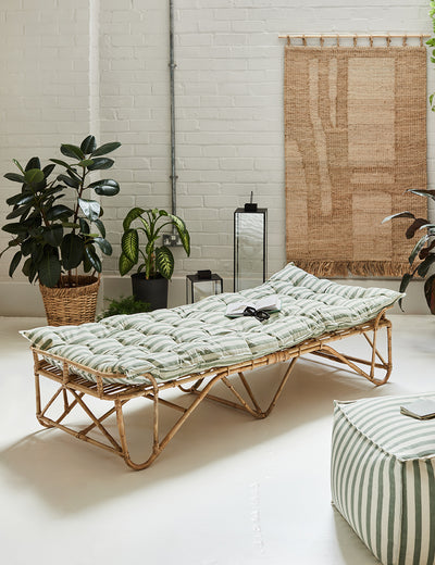 Sage Green Vintage Striped Seat Mattress