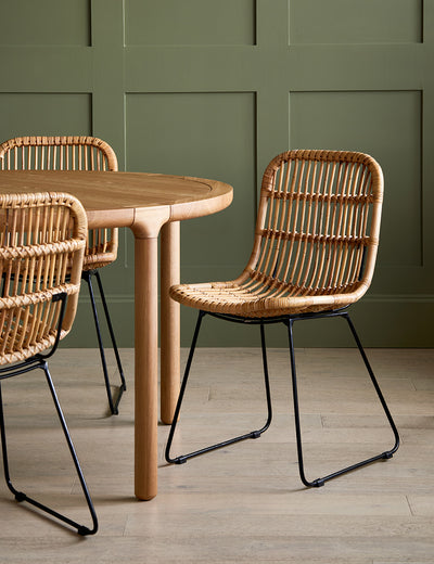 Set of 2 Rattan Dining Chairs