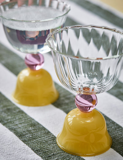 Set of 2 Butter Yellow Tulip Glasses