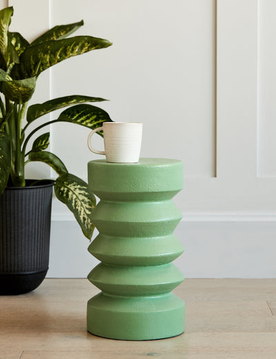 Small Green Stoneware Stacked Side Table