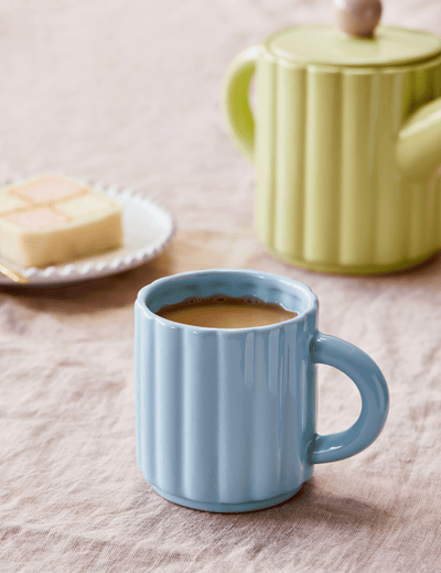 Pastel Blue Ribbed Mug